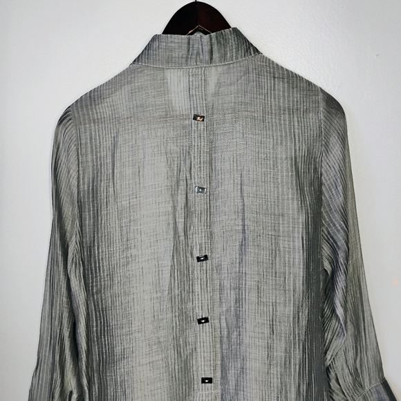 IC By Connie K Button Down Semi Sheer Tunic Top Lagenlook Art To Wear Size Small - Picture 6 of 12